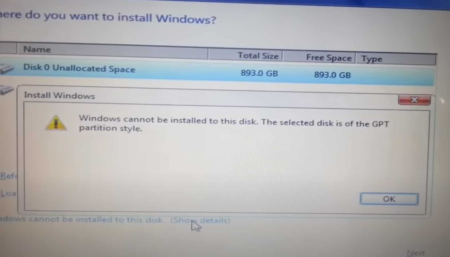 Having been installed. Ошибка установки Windows GPT. GPT картинки. NVE диск установка.